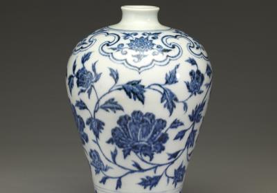 图片[2]-Meiping vase with peony decoration in underglaze blue, Ming dynasty, Yongle reign (1403-1424)-China Archive